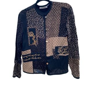 Drapers & Damons Lightweight Patchwork Natural Patterned Crop Top /Jacket S